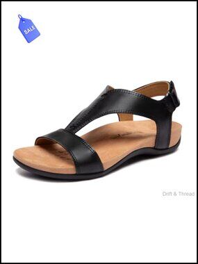 Orthopedic T-Strap Sandals Open Toe Arch Support Adjustable Straps Comfort